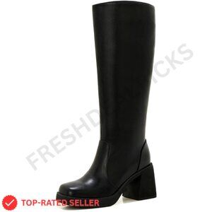 Brand New ZXHYZLZ Knee High Wide Calf Black Gogo Boots